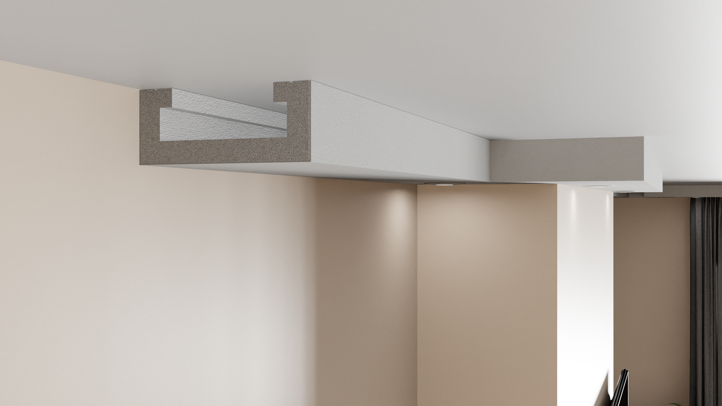 Plaster-Coated LED Downlighting Coving GU10H 200mm x 80mm | Premium Downlight Cornice