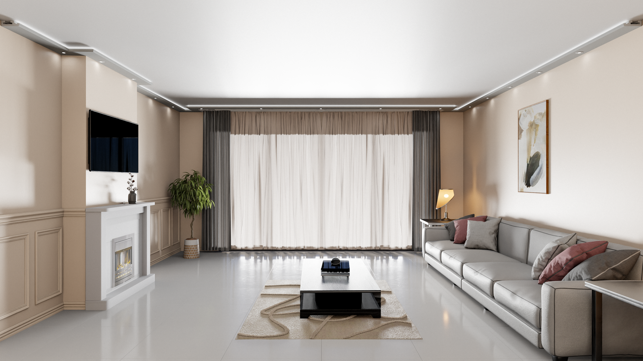 Plaster-Coated LED Downlighting Coving LU4HA 200mm x 60mm | Premium Downlight Cornice