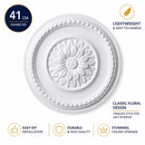 K10 Ceiling Rose Premium 41 cm Large - Floral Ceiling Medallion for Light Fittings & Chandeliers