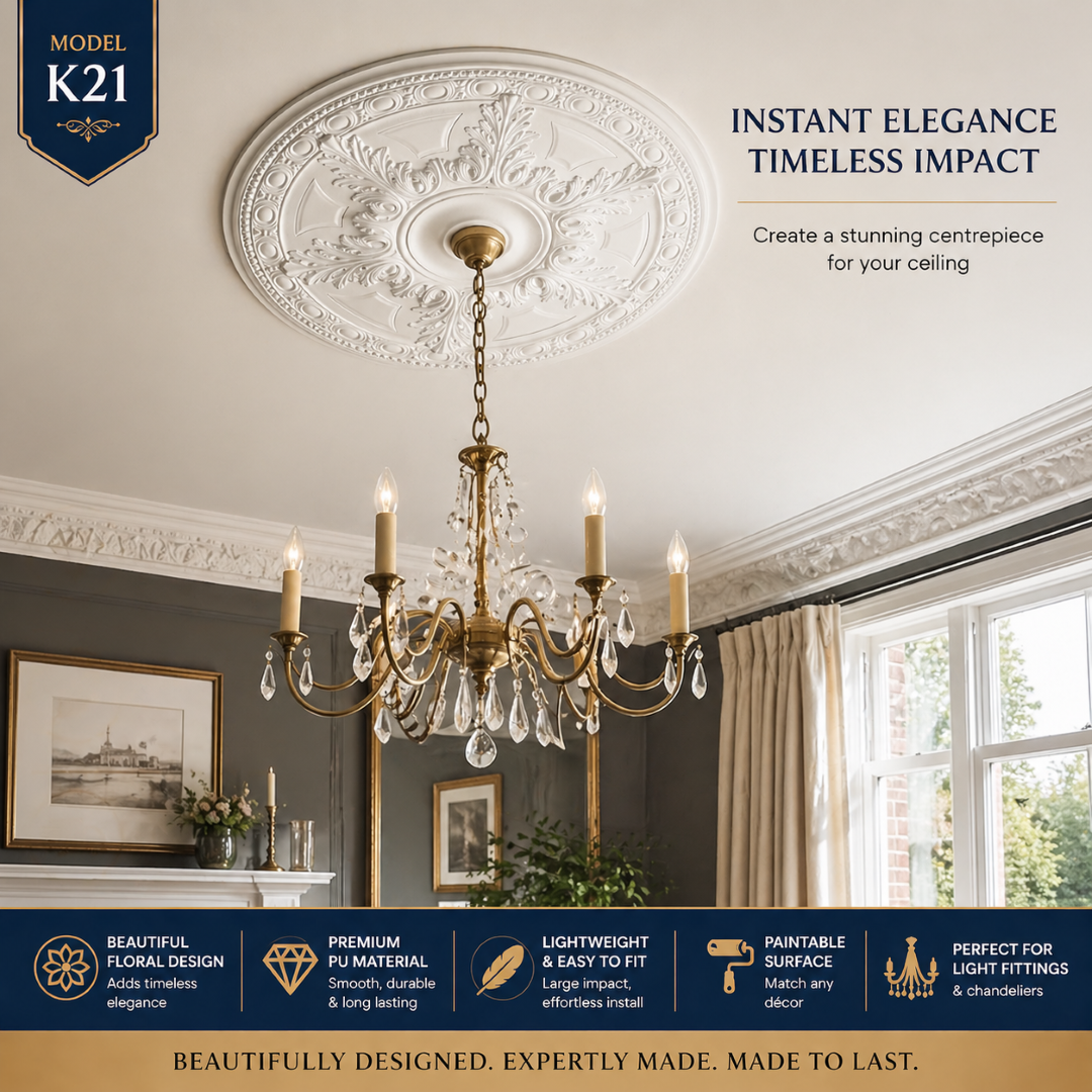 K21 Floral Ceiling Rose 59cm | Large Decorative Ceiling Centrepiece for Chandeliers