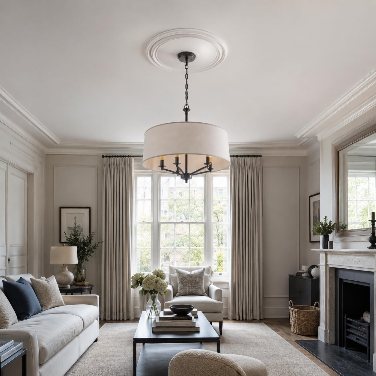 K27 Ceiling Rose Premium 42 cm Large - Classic Ceiling Medallion for Light Fittings & Chandeliers