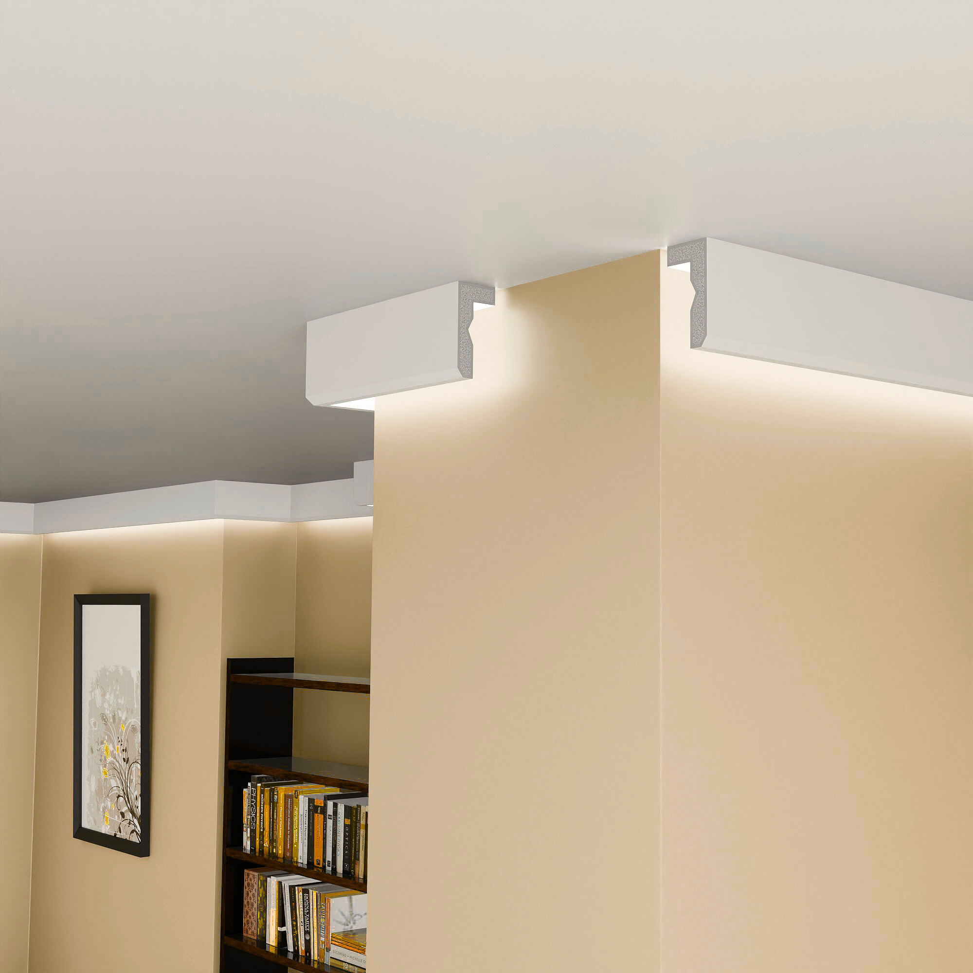 Plaster-Coated LED Curtain Coving FKH6 120mm x 60mm | Premium Downlight Cornice