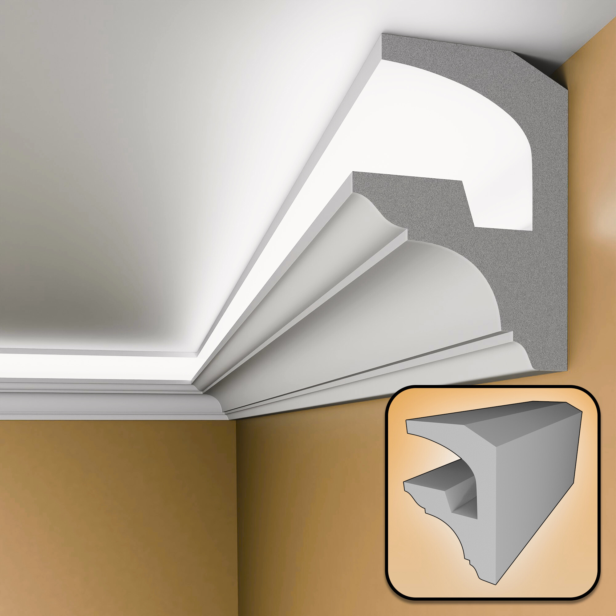 FLH2 - Lightweight XPS Sidelighting Coving for LED Lights