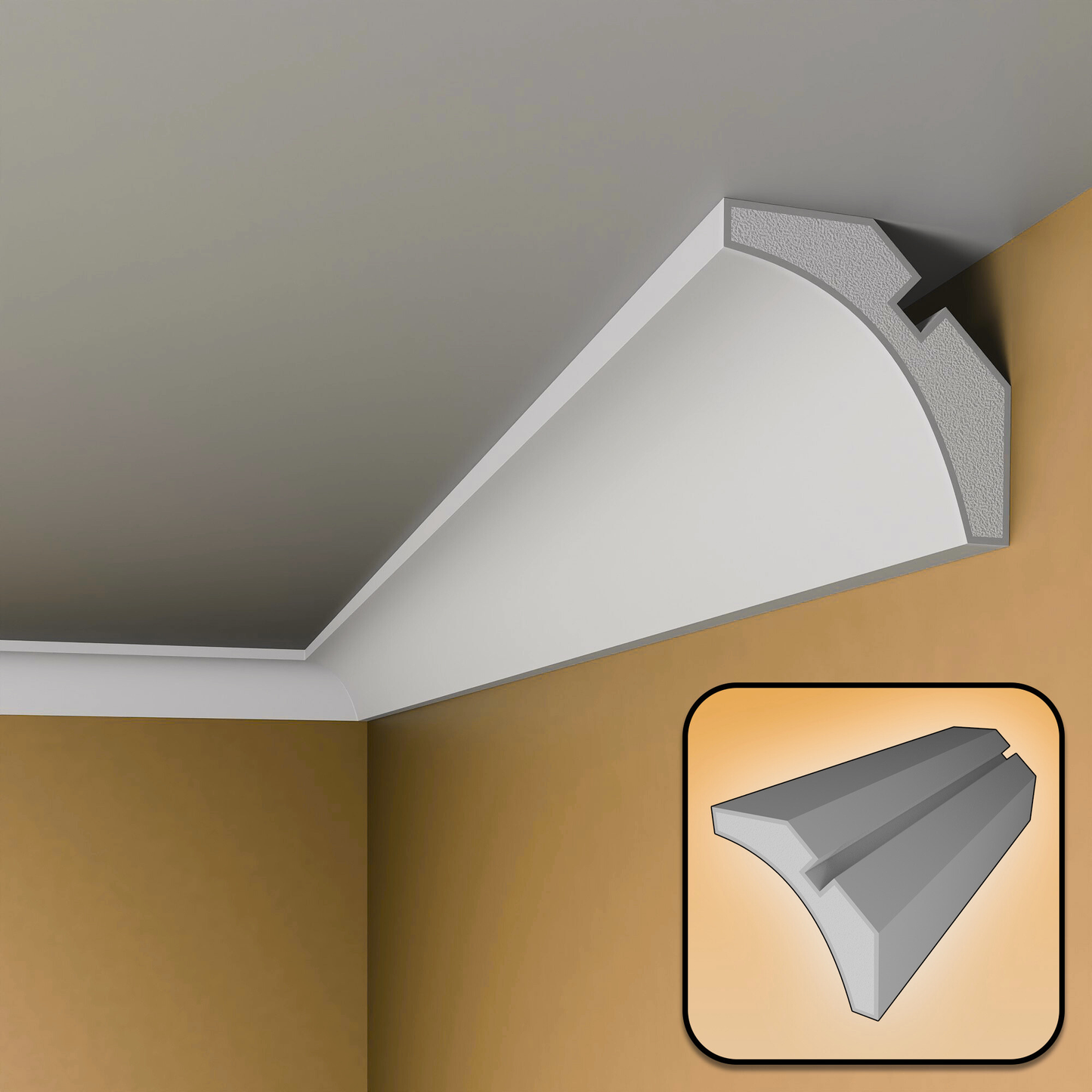 Plaster-Coated LED WallCoving  FSH4 80mm x 80mm | Premium Ceiling Cornice