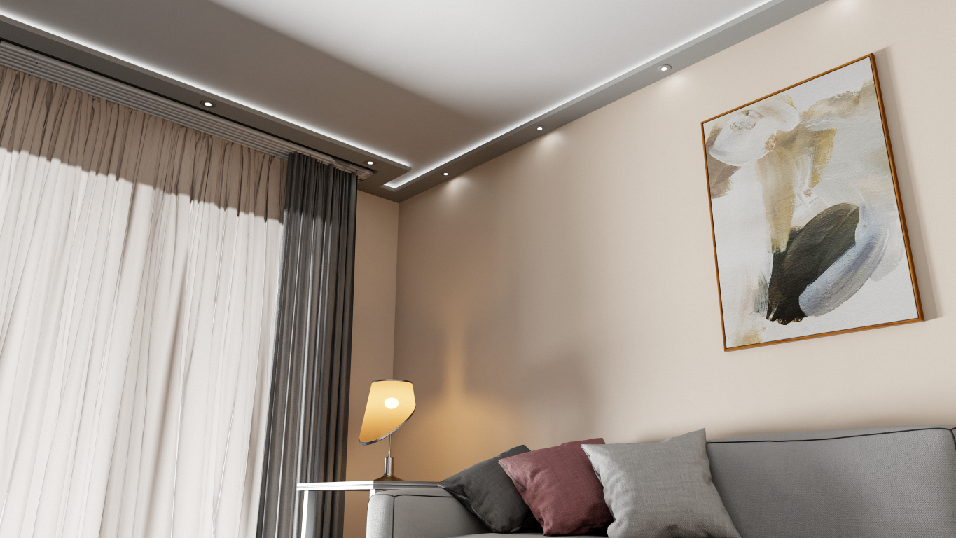 Plaster-Coated LED Downlighting Coving LU4HA 200mm x 60mm | Premium Downlight Cornice