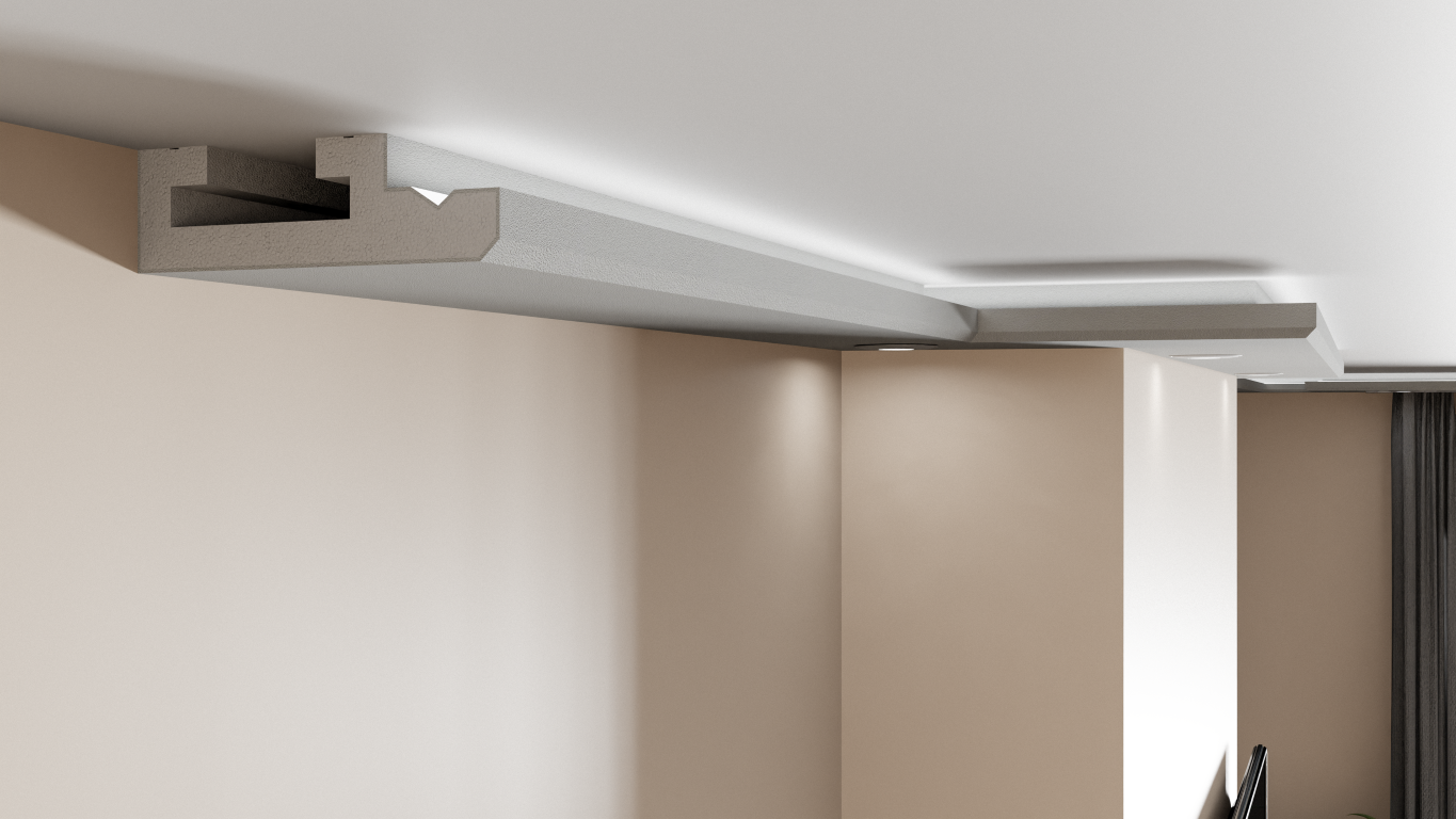 Plaster-Coated LED Downlighting Coving LU4HA 200mm x 60mm | Premium Downlight Cornice