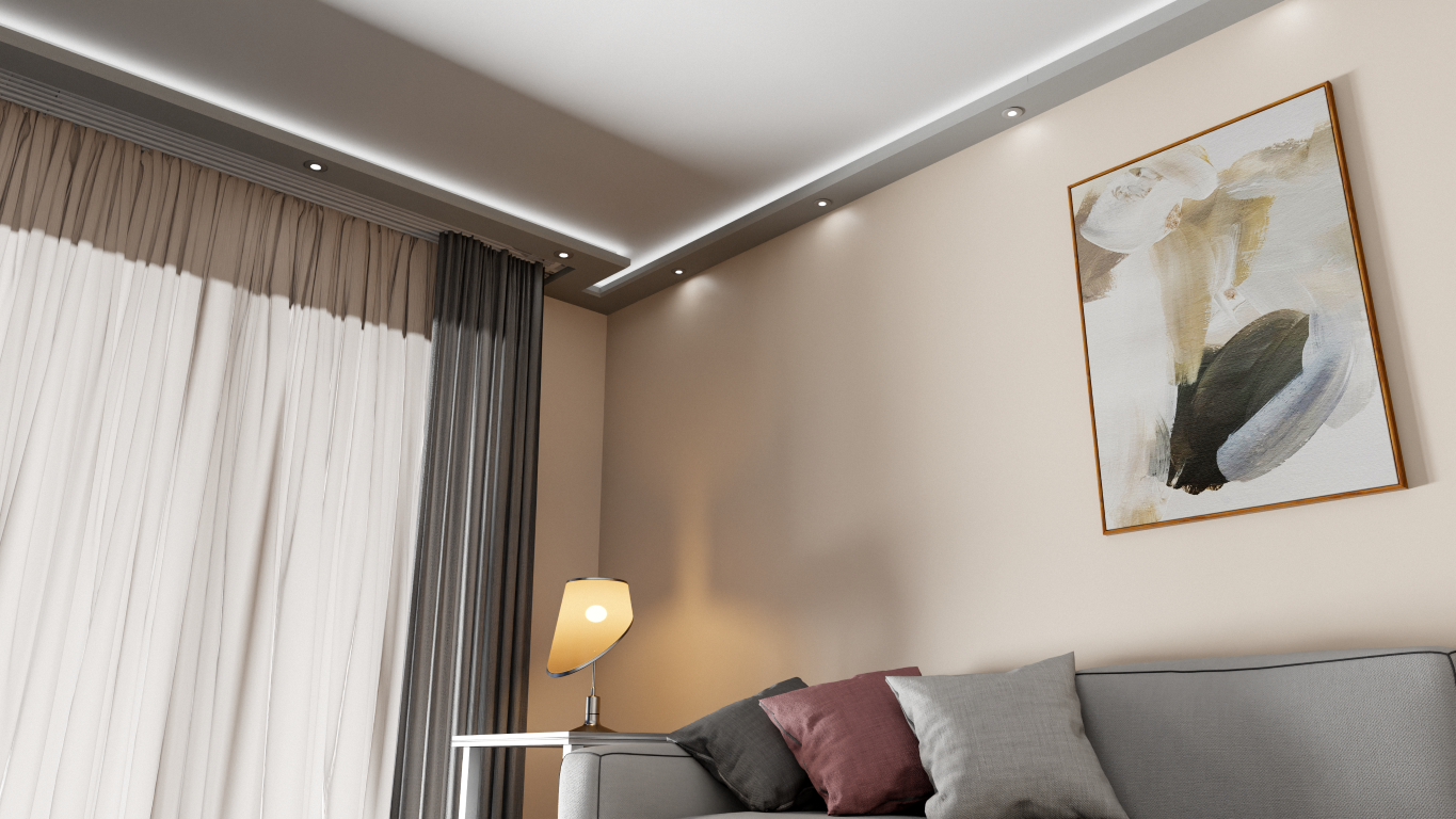 Plaster-Coated LED Downlighting Coving LU4HB 130mm x 60mm | Premium Downlight Cornice