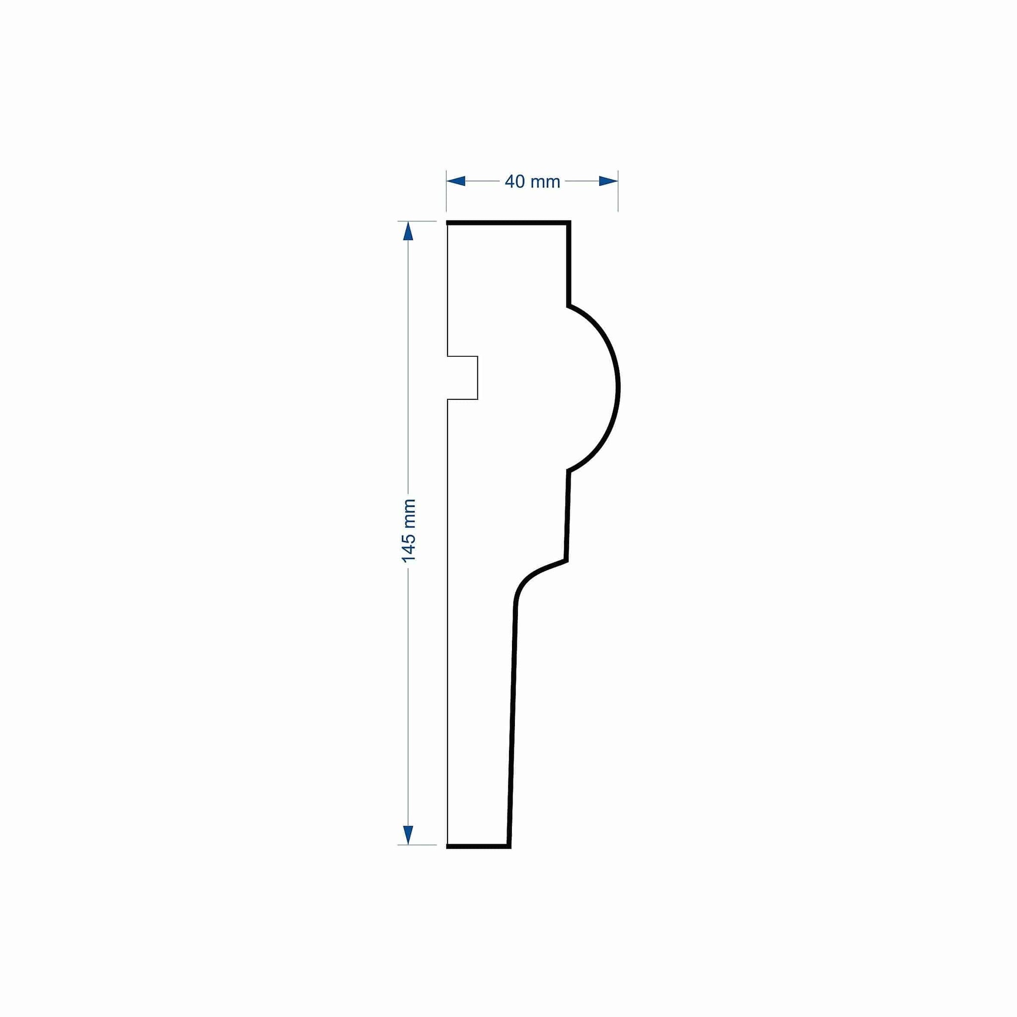 Window Frame Cornice Plaster Coated EPS O-211 40mm x 145mm