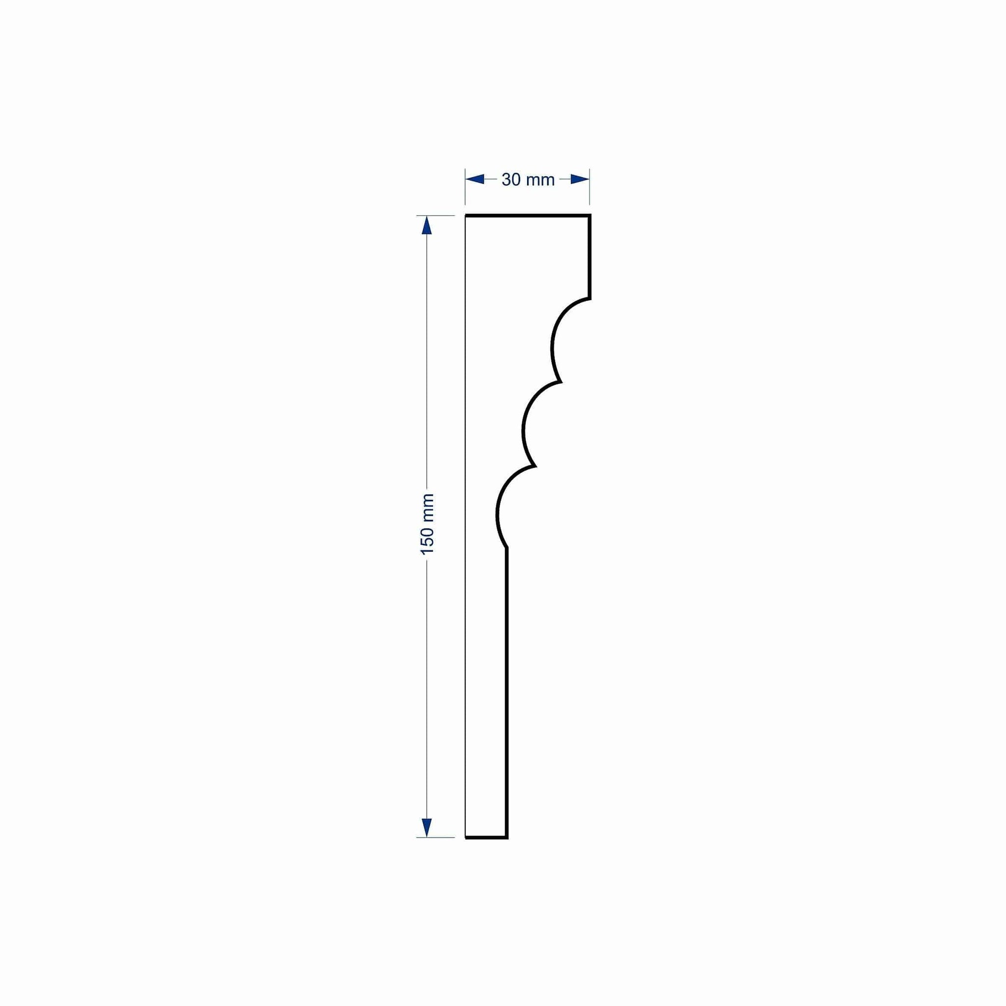 Window Frame Cornice Plaster Coated EPS O-212 30mm x 150mm
