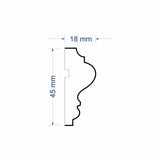 Window Frame Cornice Plaster Coated EPS O-22 18mm x 45mm
