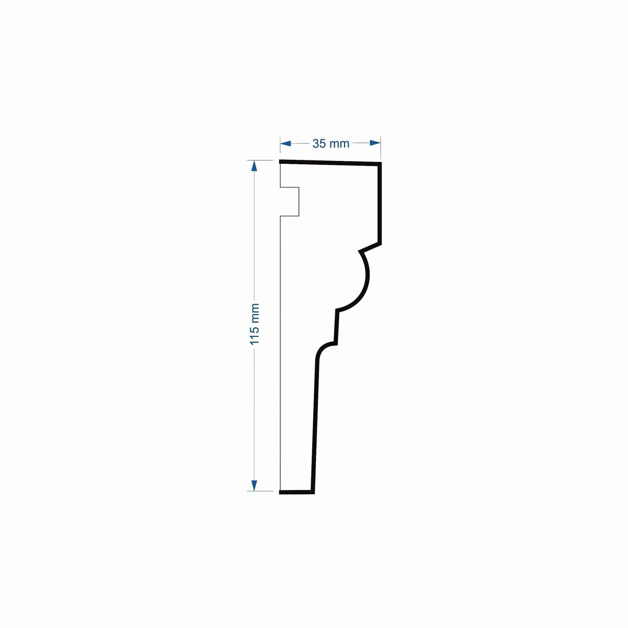 Window Frame Cornice Plaster Coated EPS O-30 35mm x 115mm