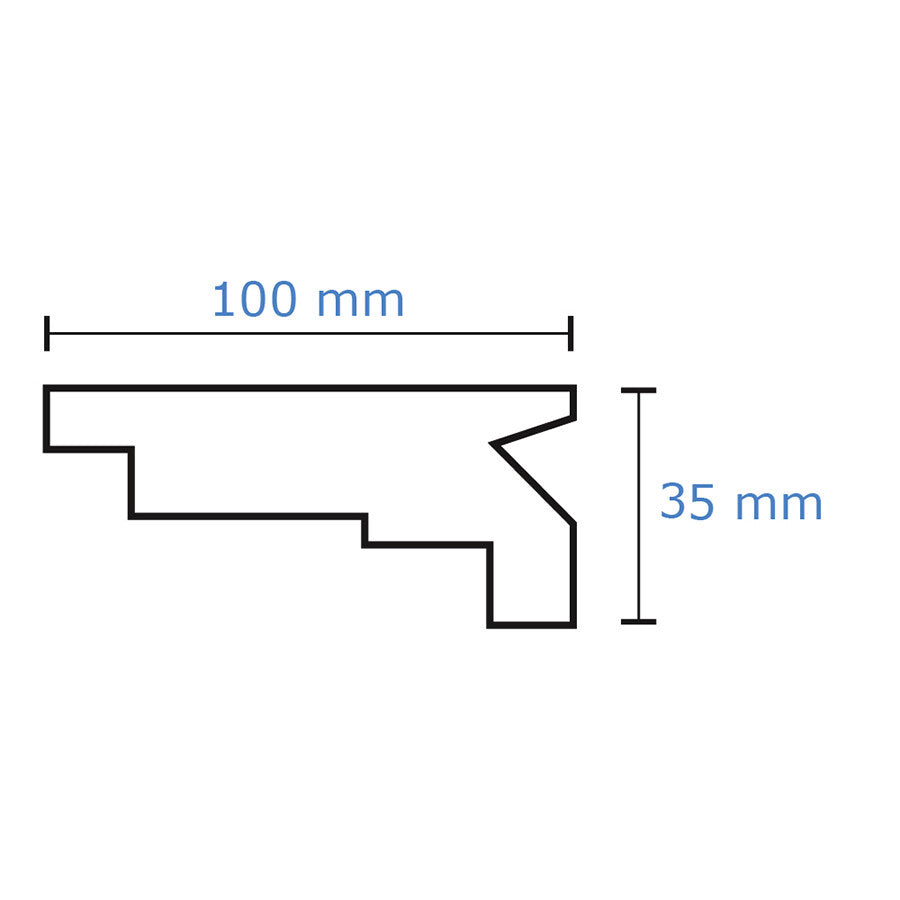 Plaster-Coated LED Sidelighting Coving SH15 100mm x 45mm | Premium Sidelight Cornice