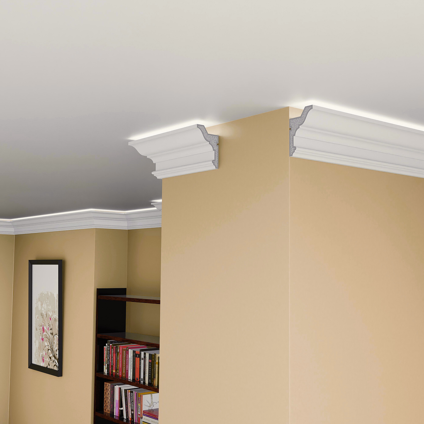 Plaster-Coated LED Uplighting Coving SH10 120mm x 80mm | Premium Uplight Cornice