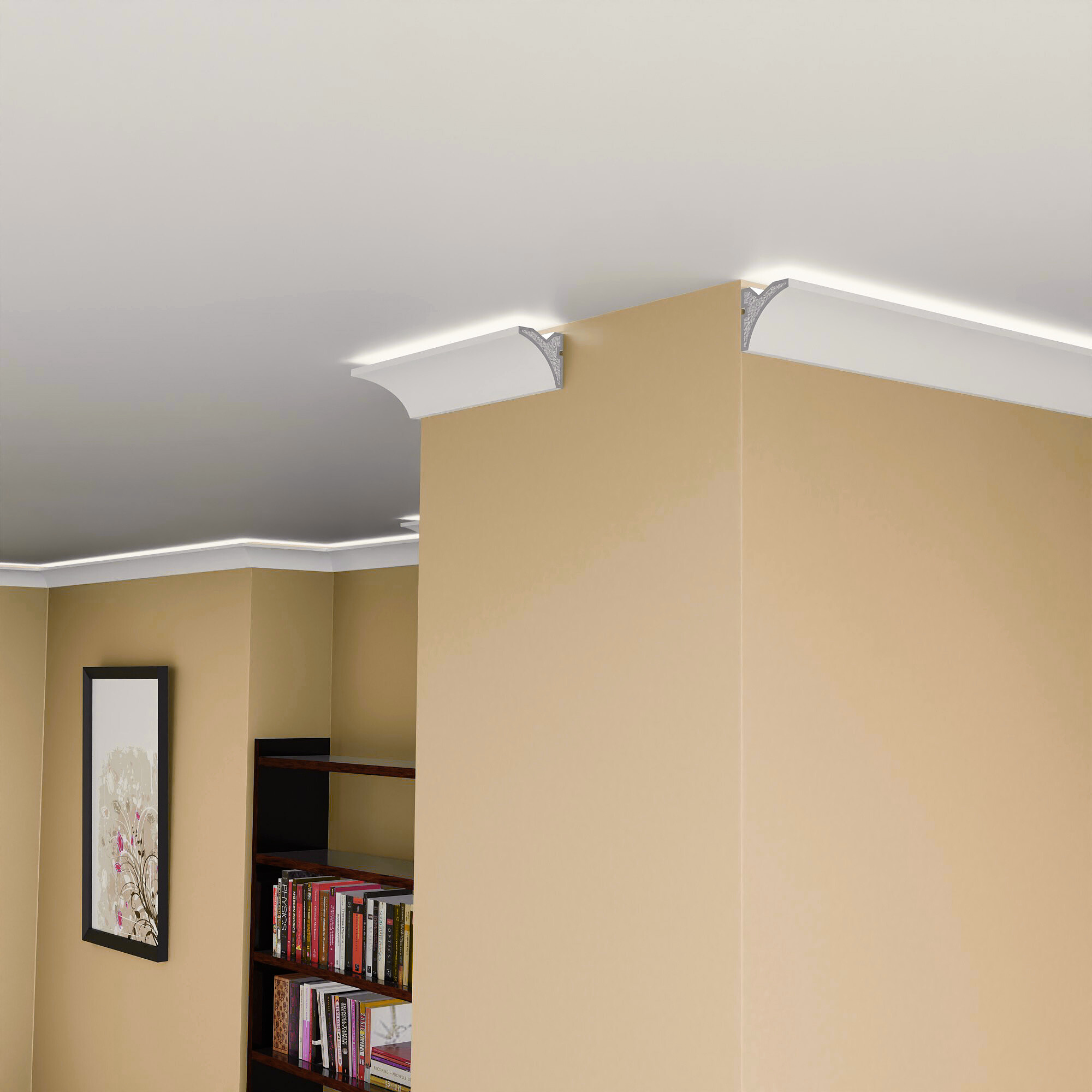 Plaster-Coated LED Uplighting Coving SH11A 65mm x 65mm | Premium Uplight Cornice