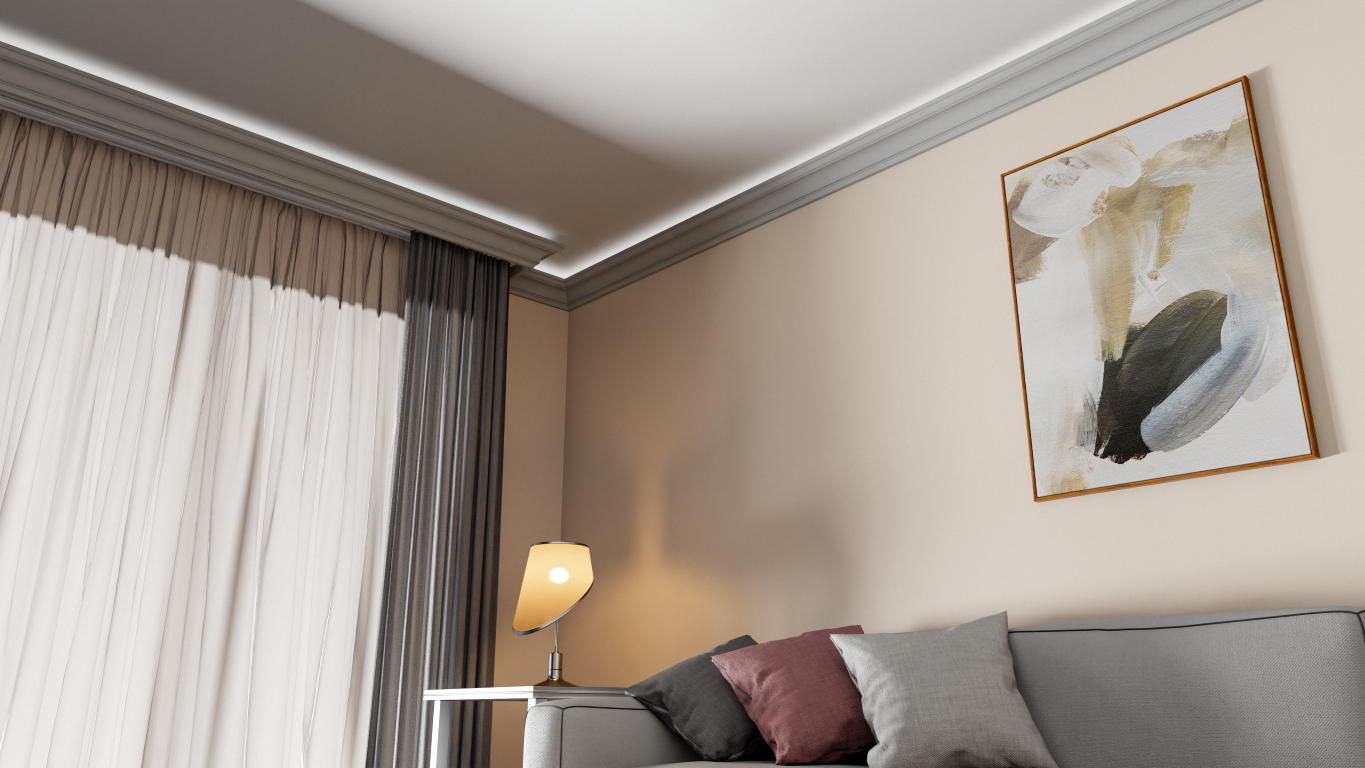 Plaster-Coated LED Uplighting Coving SH12 90mm x 90mm | Premium Ceiling Cornice