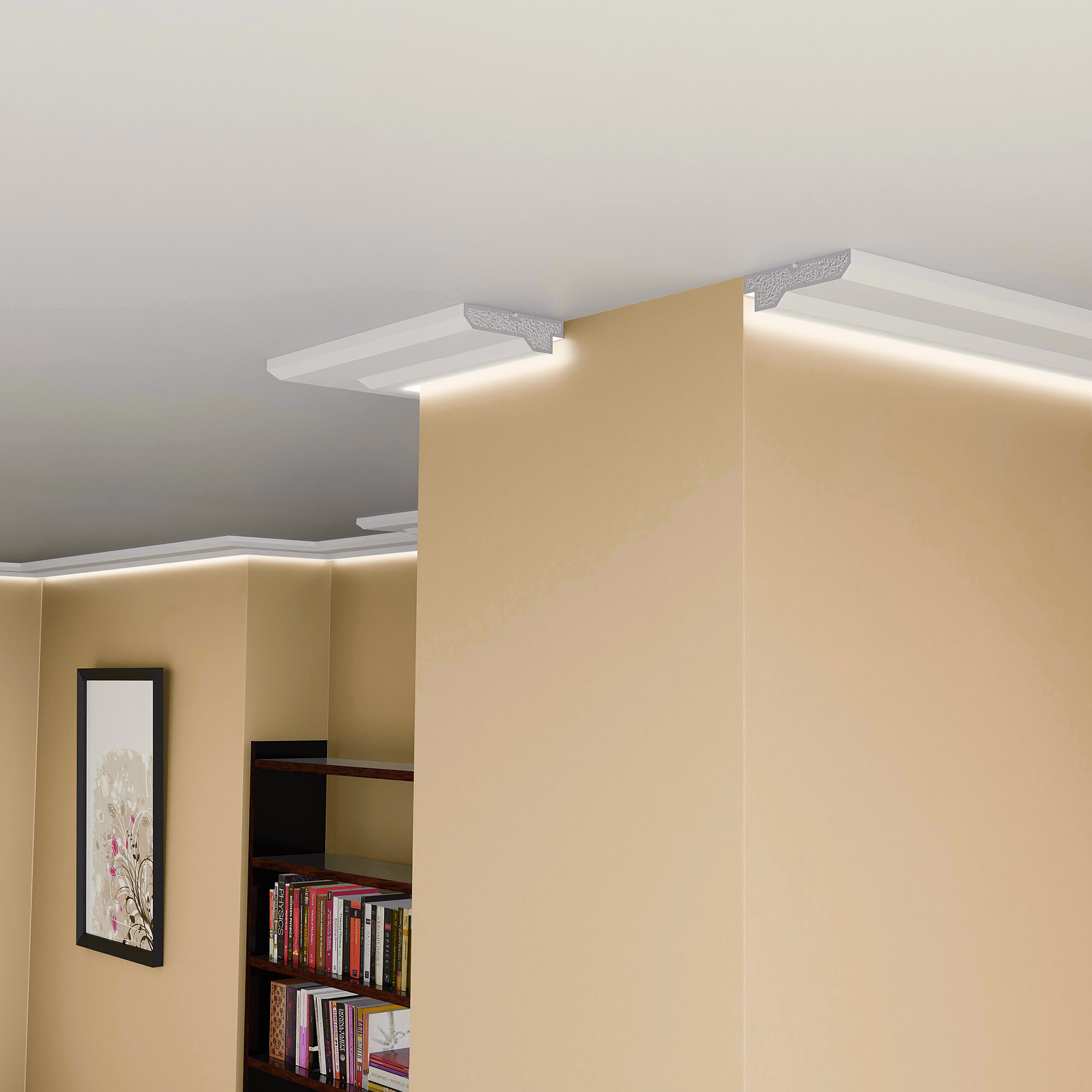 Plaster-Coated LED Sidelighting Coving SH14 140mm x 40mm | Premium Sidelight Cornice