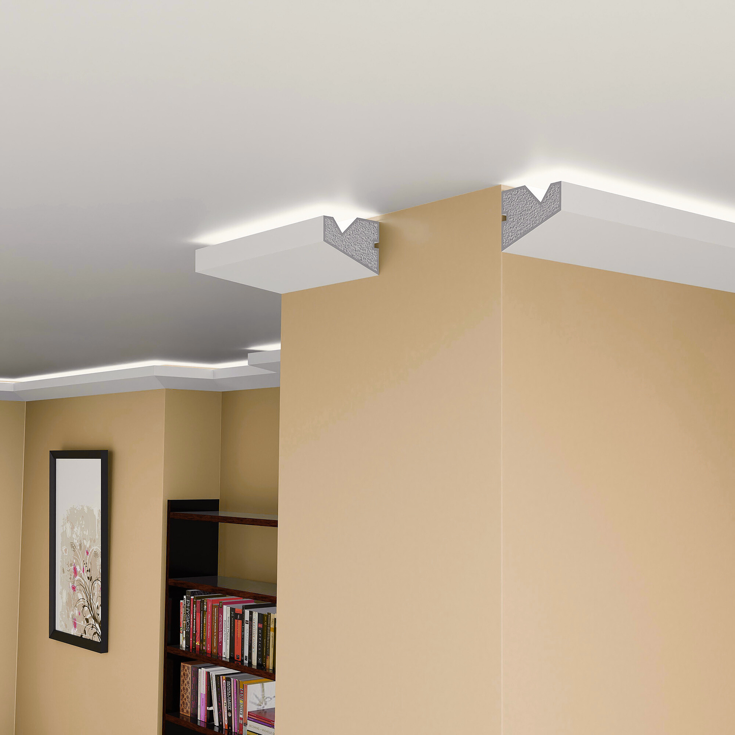 Plaster-Coated LED Uplighting Coving SH1  115mm x 90mm | Premium Uplight Cornice