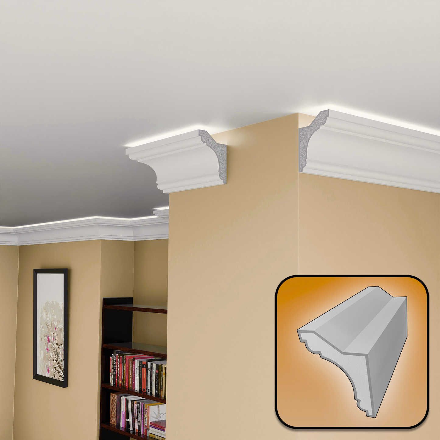 Plaster-Coated LED Uplighting Coving SH30 | Premium Uplight Cornice