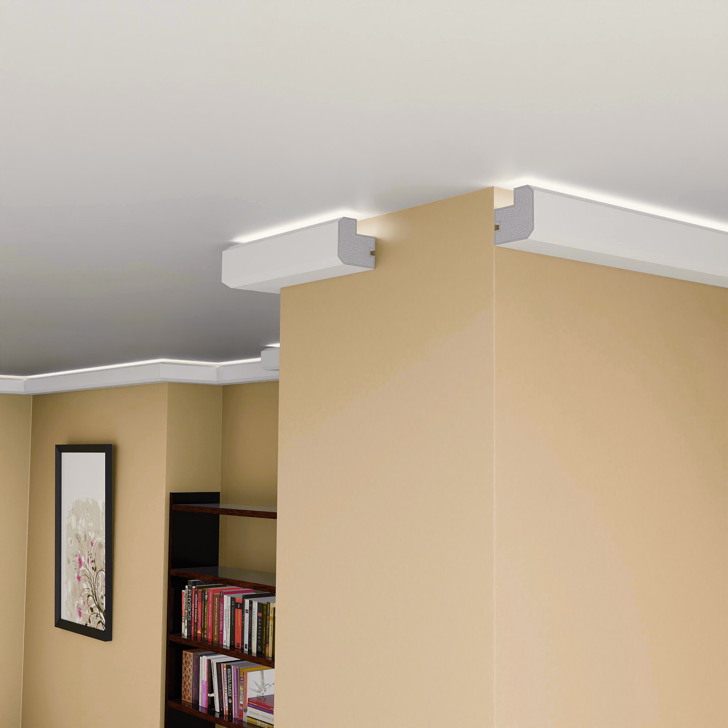 Plaster-Coated LED Uplighting Coving SH8 80mm x 80mm | Premium Uplight Cornice