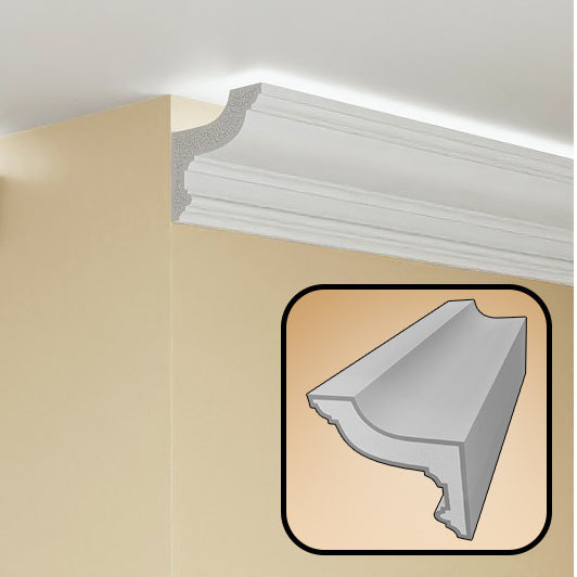 Plaster-Coated LED Uplighting Coving SH7 120mm x 120mm | Premium Ceiling Cornice