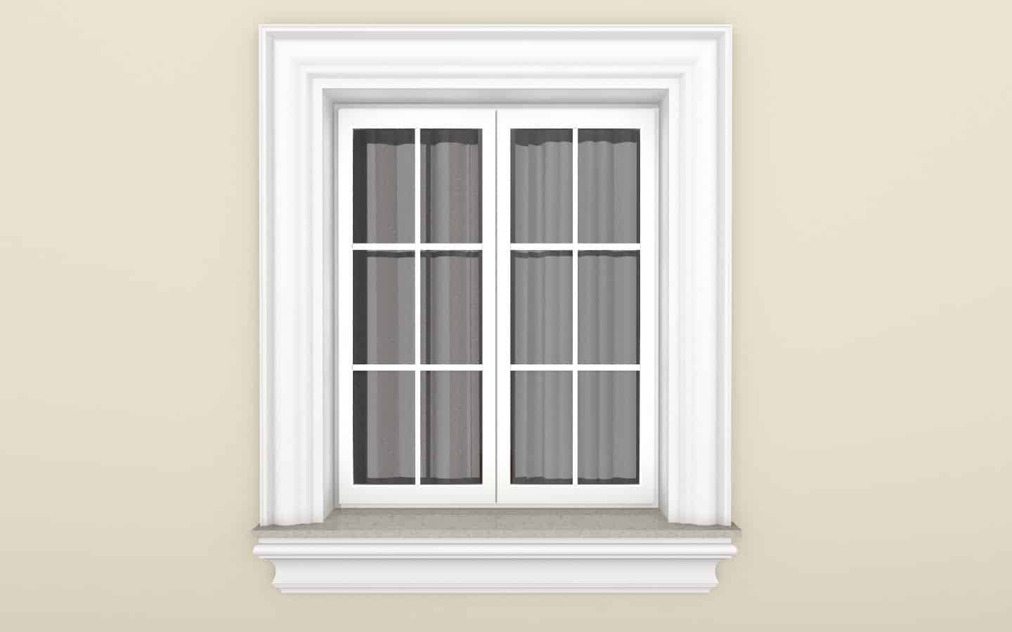 Window Frame Cornice Plaster Coated EPS O-302 45mm x 205mm