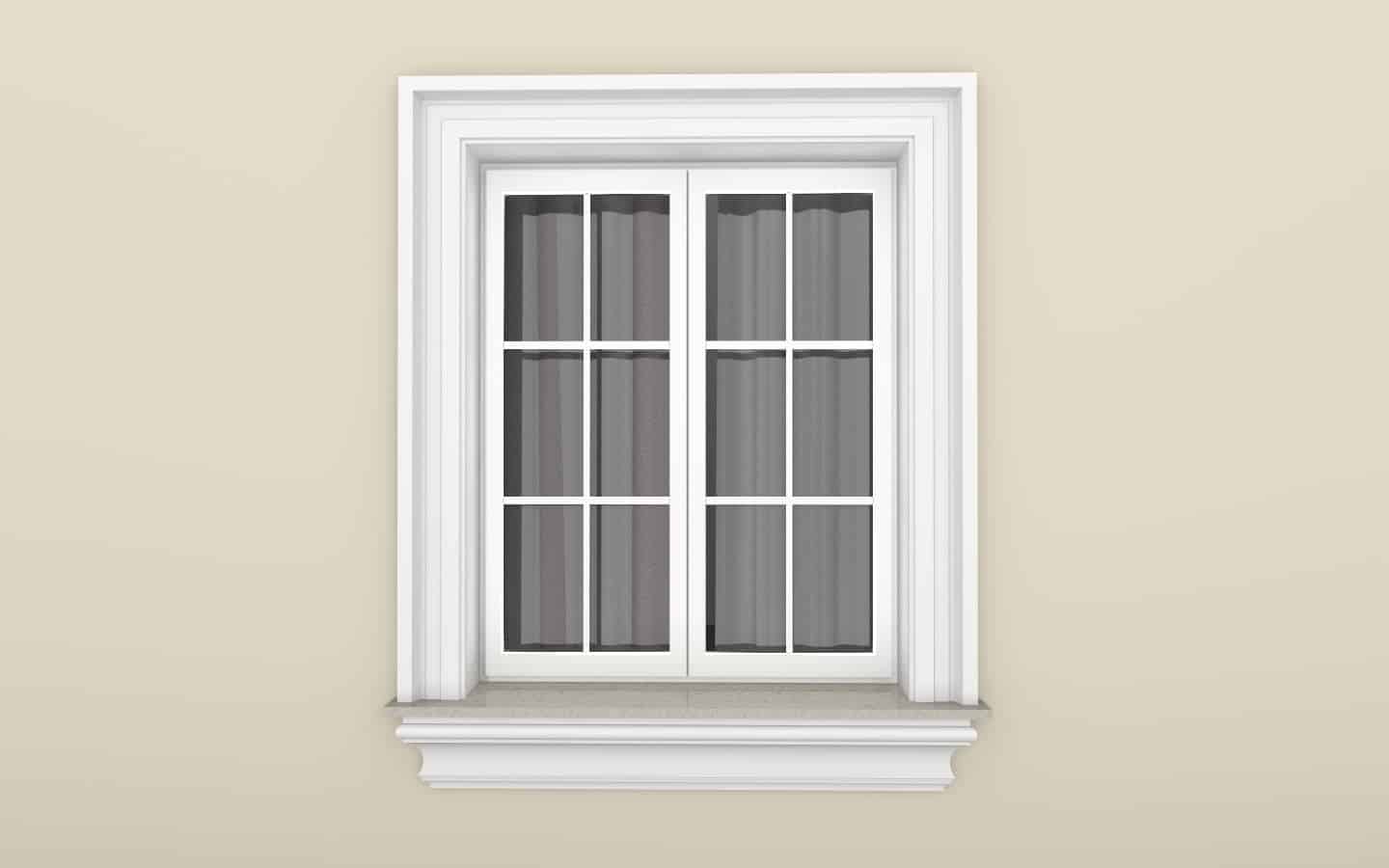 Window Frame Cornice Plaster Coated EPS O-305 45mm x 175mm