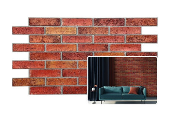 Fire Brick 3D Effect Wall Panels PVC 98x50cm