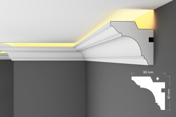 EPS Plaster coated - COVING LED Lighting cornice - SGL12 90mm x 90mm