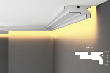 EPS Plaster coated - COVING LED Lighting cornice - SGL15 100mm x 45mm