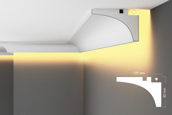 EPS Plaster coated - COVING LED Lighting cornice - SGL18 120mm x 80mm