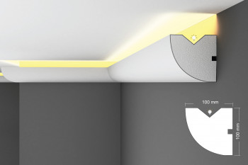 EPS Plaster coated - COVING LED Lighting cornice - SGL4 100mm x 100mm